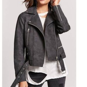 Forever 21 Faux Suede Moto Jacket Black